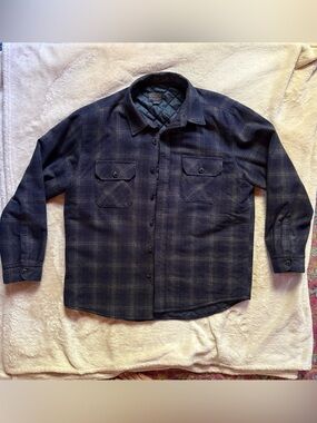Pendleton Quilted Flannel Shirt Jacket - Navy and Black Plaid